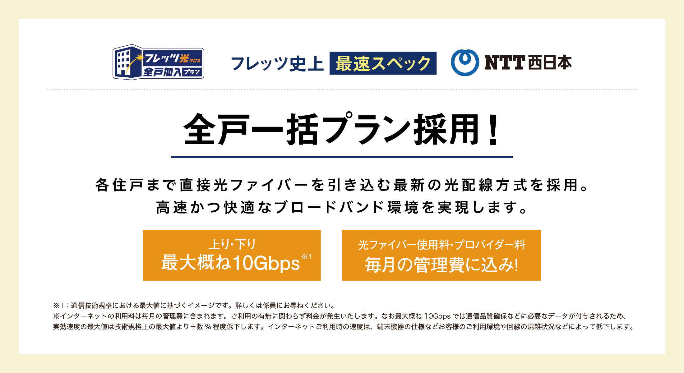 NTT西日本 フレッツ光 全戸一括プラン採用