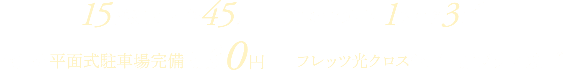 15階建て・全45戸 独立性の高い1フロア3戸 全戸分平面式駐車場完備 0円 フレッツ光クロス全戸一括プラン採用