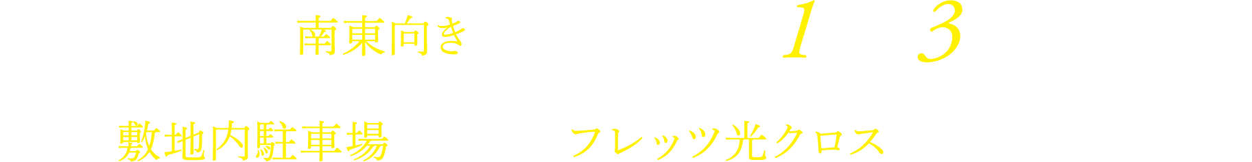全戸南東向き ｜ 独立性の高い1フロア3戸＊1 全戸分敷地内駐車場完備※ ｜ フレッツ光史上最速スペック！フレッツ光クロス全戸一括プラン採用※