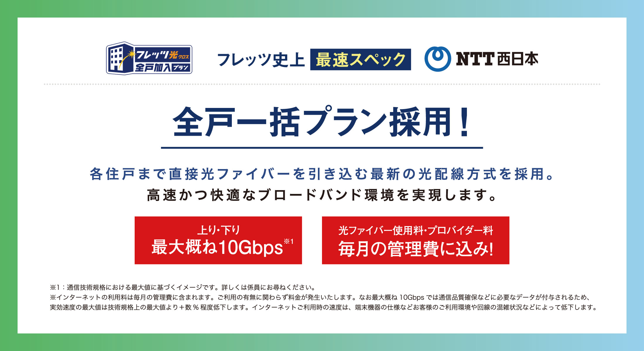 NTT西日本 フレッツ光 全戸一括プラン採用