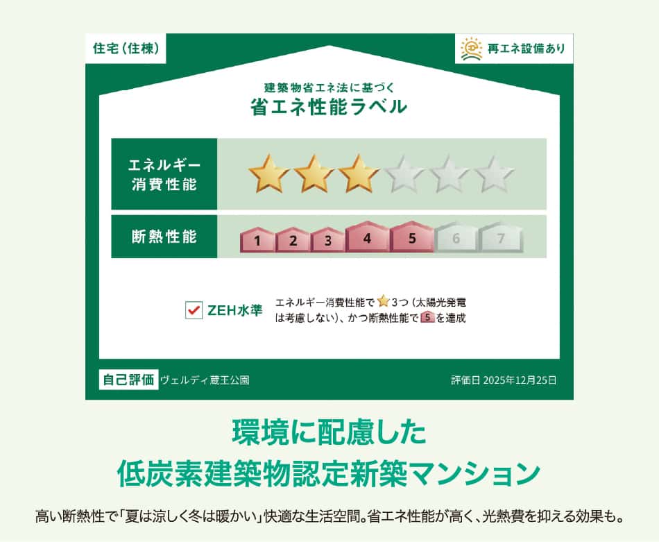 環境に配慮した低炭素建築物認定新築マンション